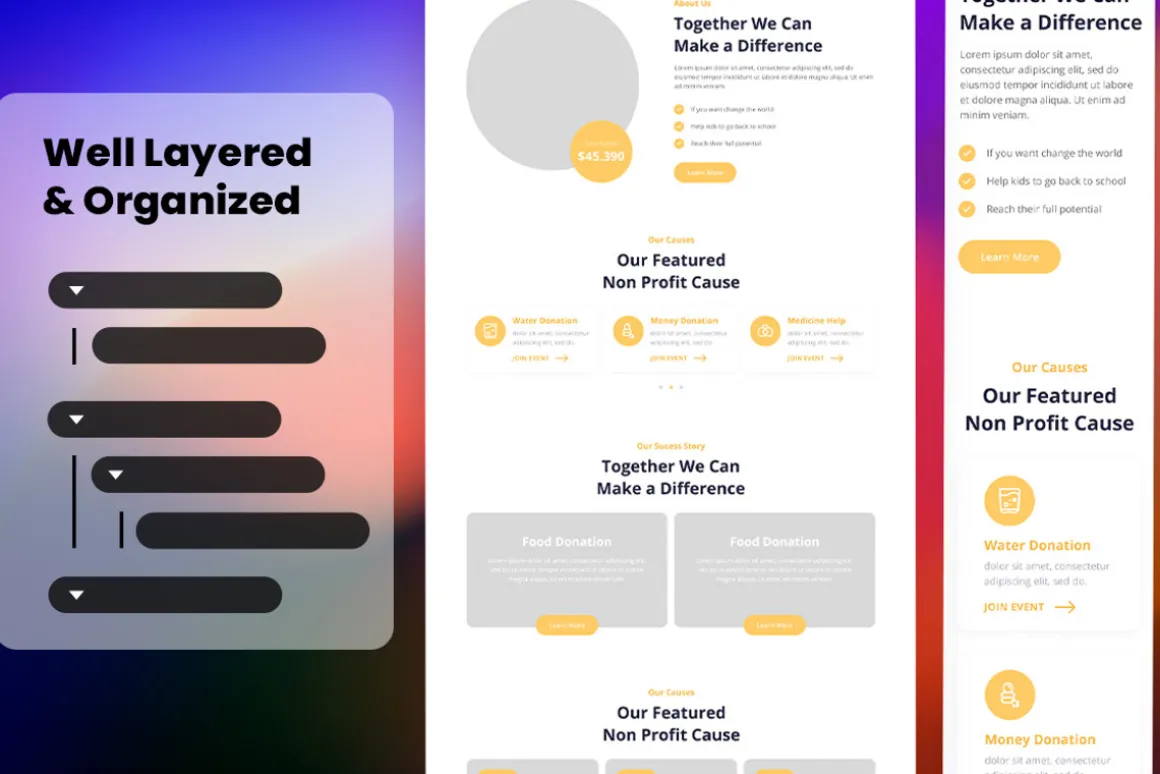 Charity Wireframe Website Vol. 09