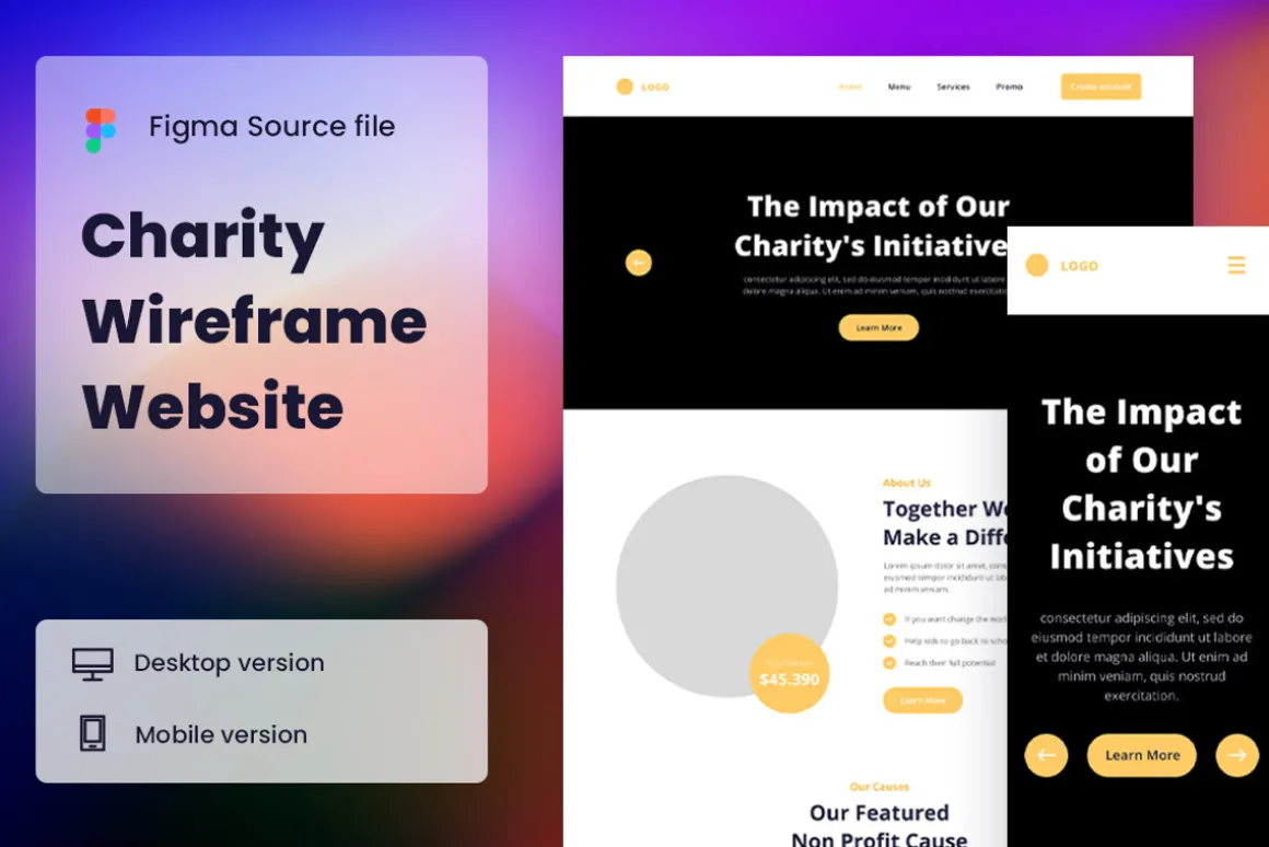 Charity Wireframe Website Vol. 09
