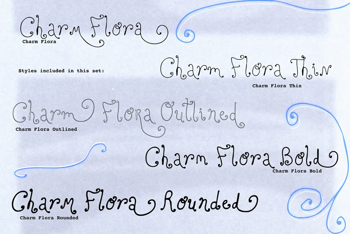 Charm Flora// Curly Font Set