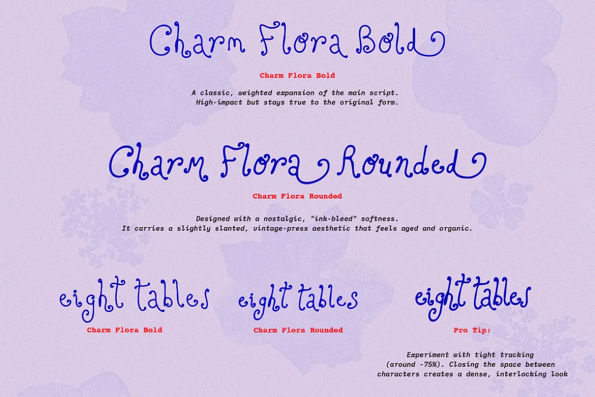 Charm Flora// Curly Font Set