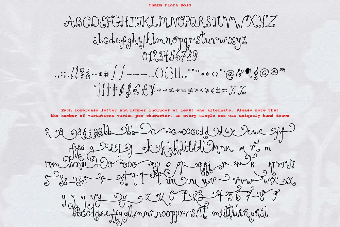 Charm Flora// Curly Font Set