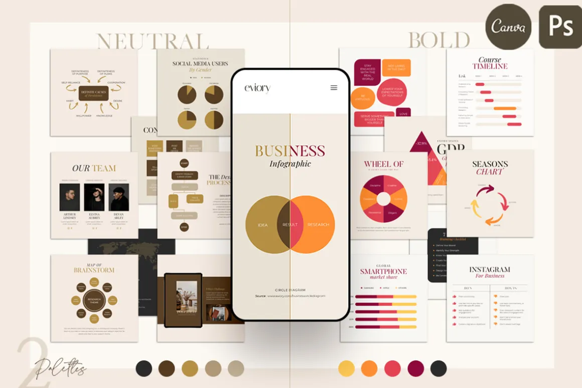 Chart & Graph Duo Palette CANVA PS