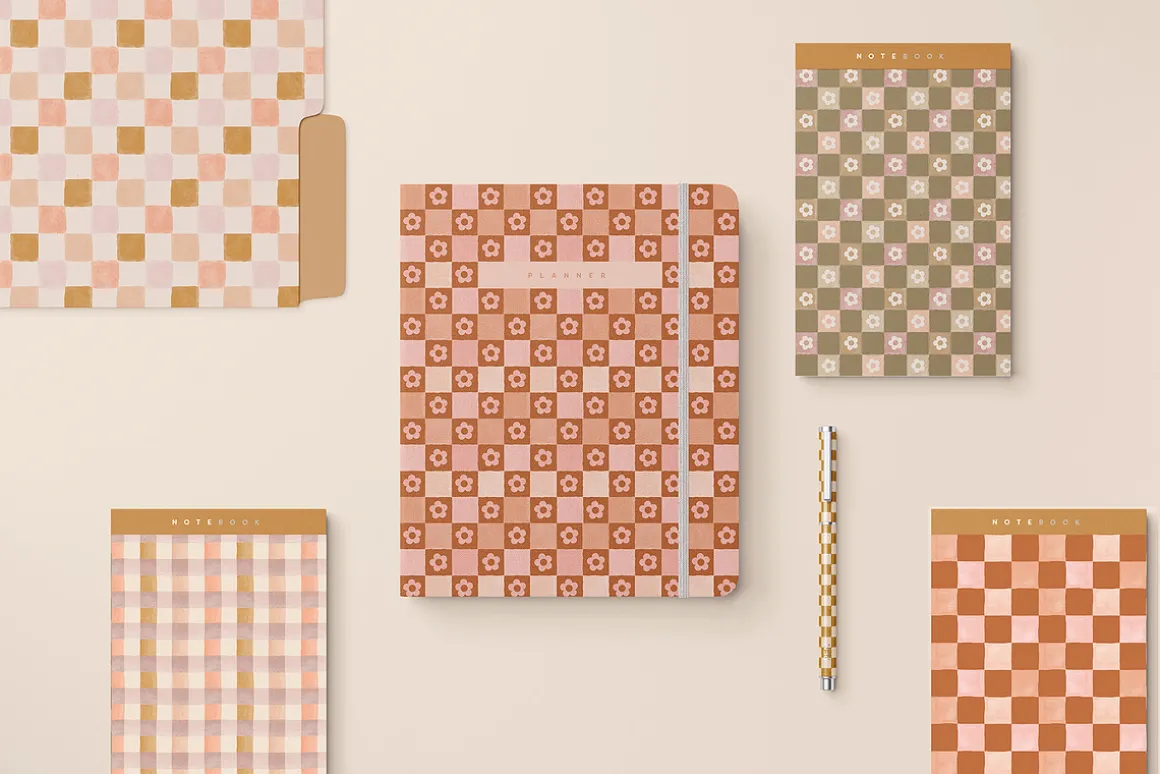 Checkered Painted Seamless Patterns
