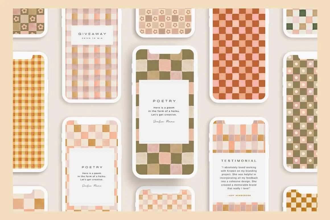 Checkered Painted Seamless Patterns