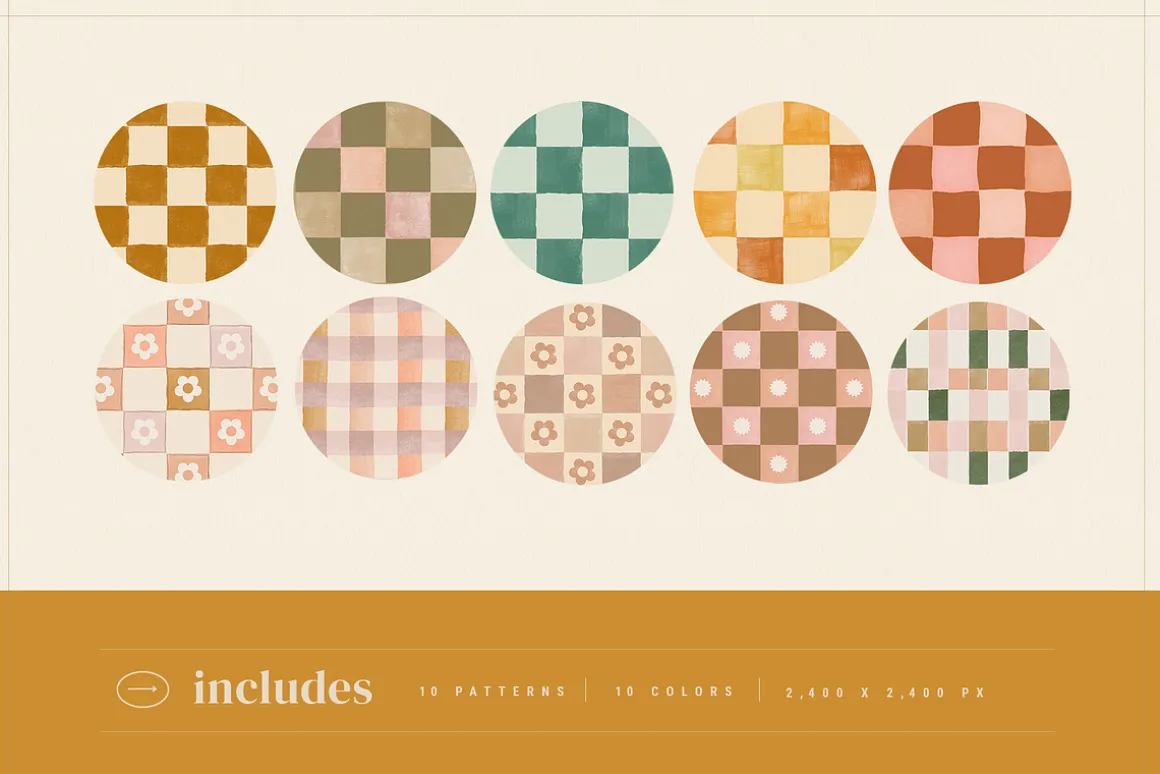 Checkered Painted Seamless Patterns