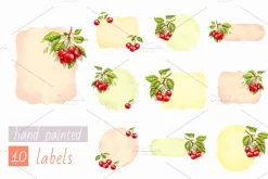 Cherry. Watercolor collection