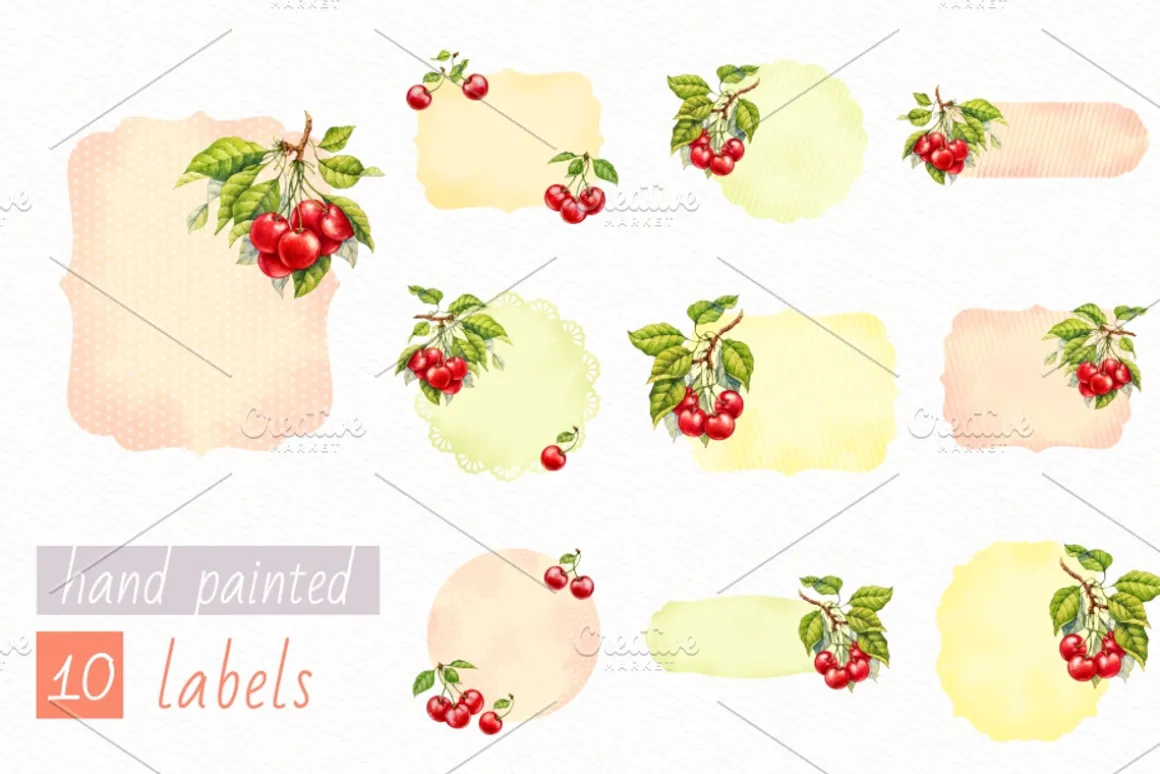 Cherry. Watercolor collection