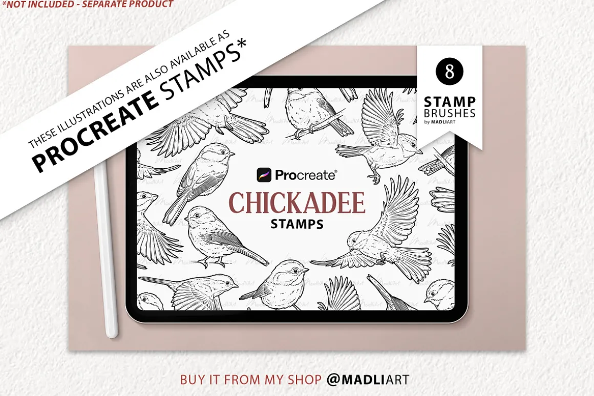 Chickadee Bird Vector Line Art Set
