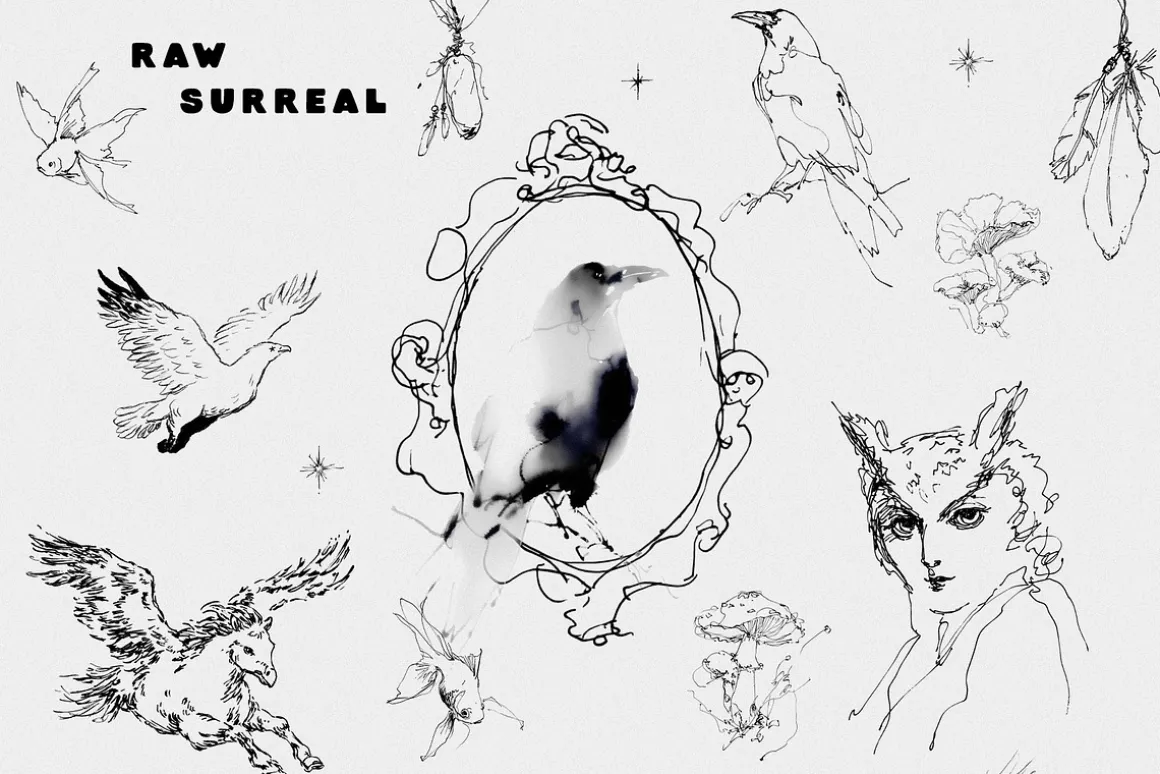 CHIMERA: Raw Surreal Line Art