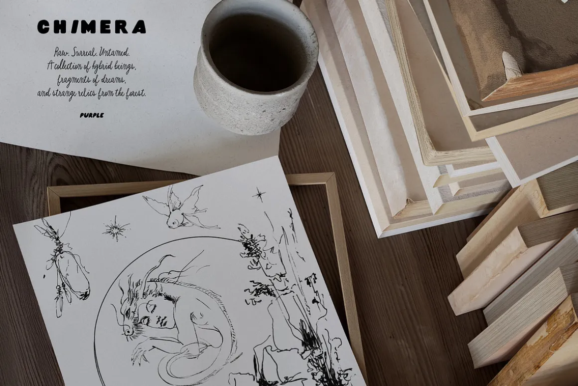 CHIMERA: Raw Surreal Line Art