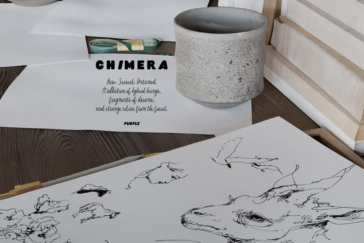 CHIMERA: Raw Surreal Line Art