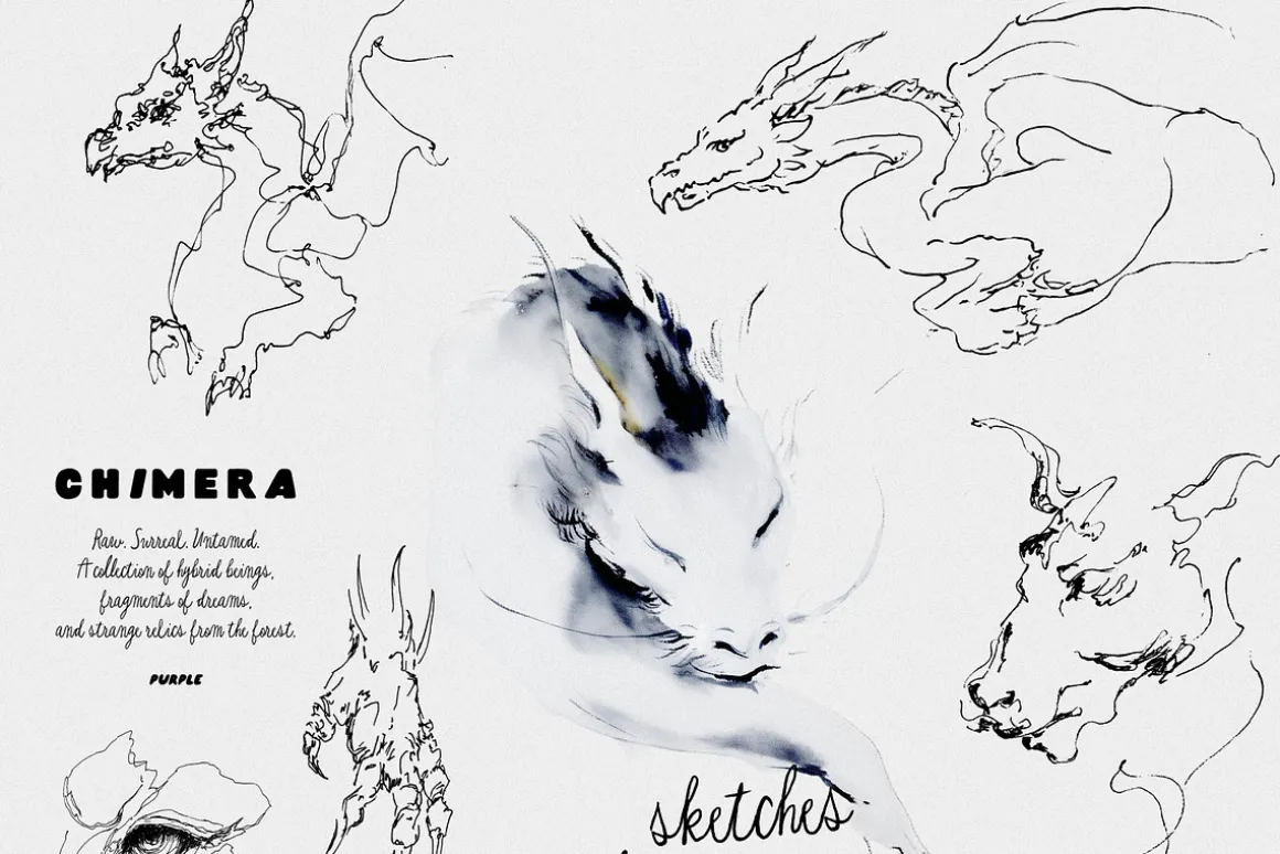 CHIMERA: Raw Surreal Line Art