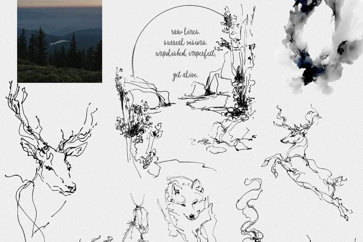 CHIMERA: Raw Surreal Line Art