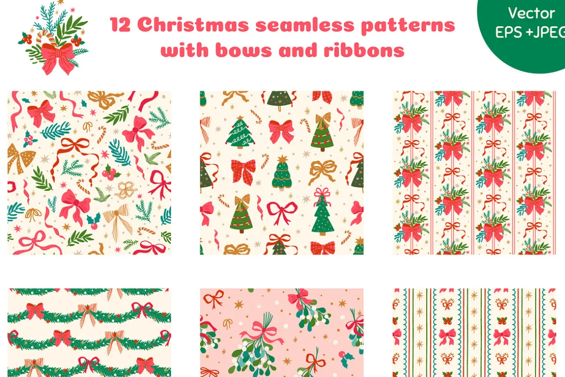Christmas bows patterns