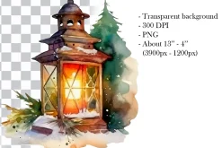 Christmas Lanterns Clipart. AI