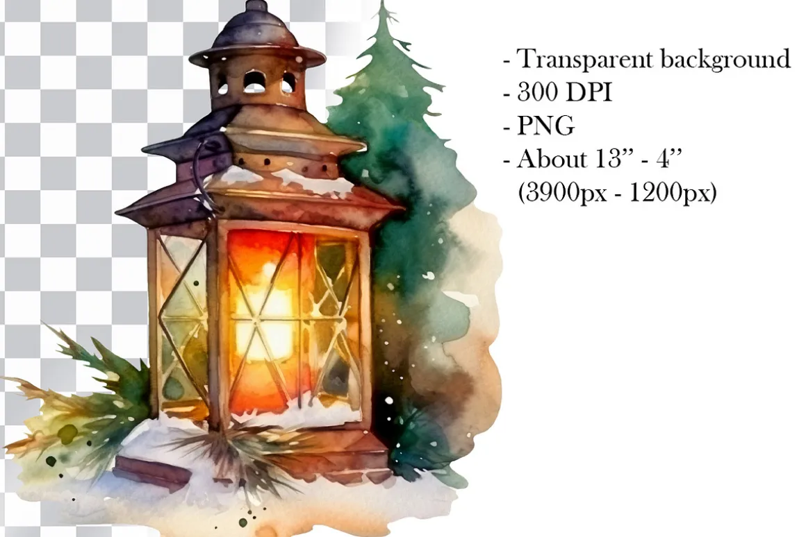 Christmas Lanterns Clipart. AI