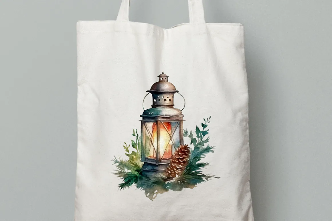 Christmas Lanterns Clipart. AI