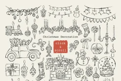 Christmas Line Art Hand Drawn Set
