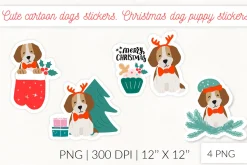 Christmas Socks dog stickers. Puppy