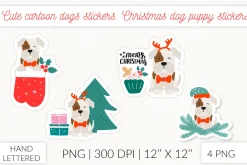 Christmas Socks dog stickers. Puppy