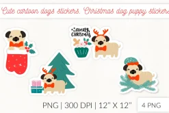 Christmas Socks dog stickers. Puppy