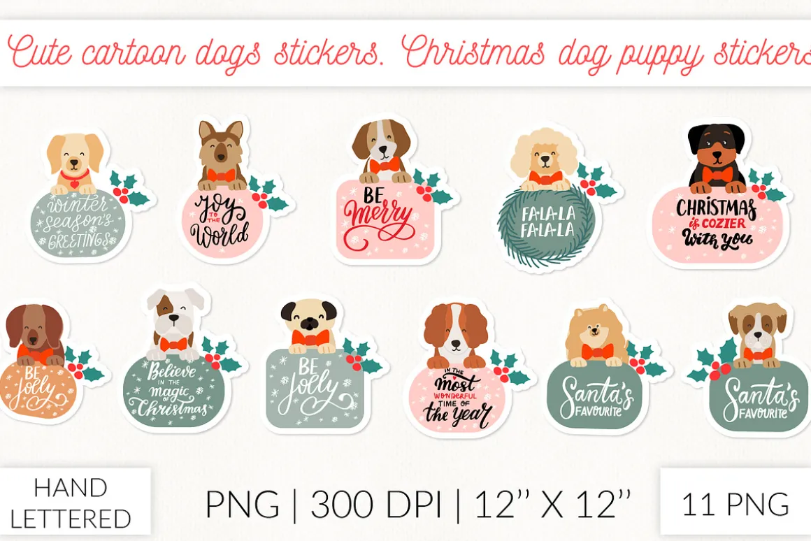 Christmas Socks dog stickers. Puppy