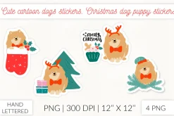 Christmas Socks dog stickers. Puppy