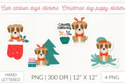 Christmas Socks dog stickers. Puppy
