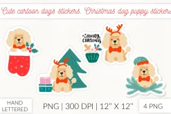Christmas Socks dog stickers. Puppy