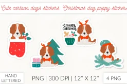 Christmas Socks dog stickers. Puppy