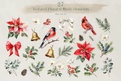 Christmas watercolor floral set