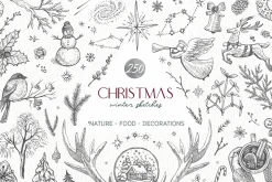 Christmas winter sketches - vector