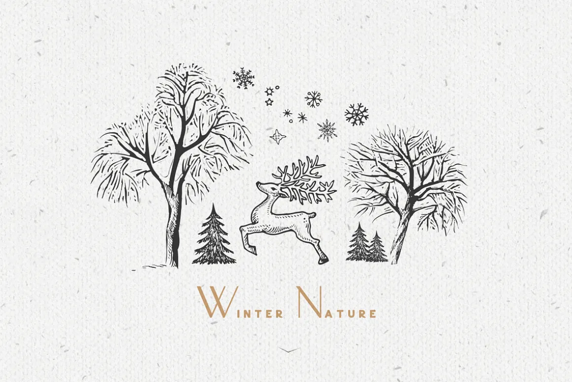 Christmas winter sketches - vector