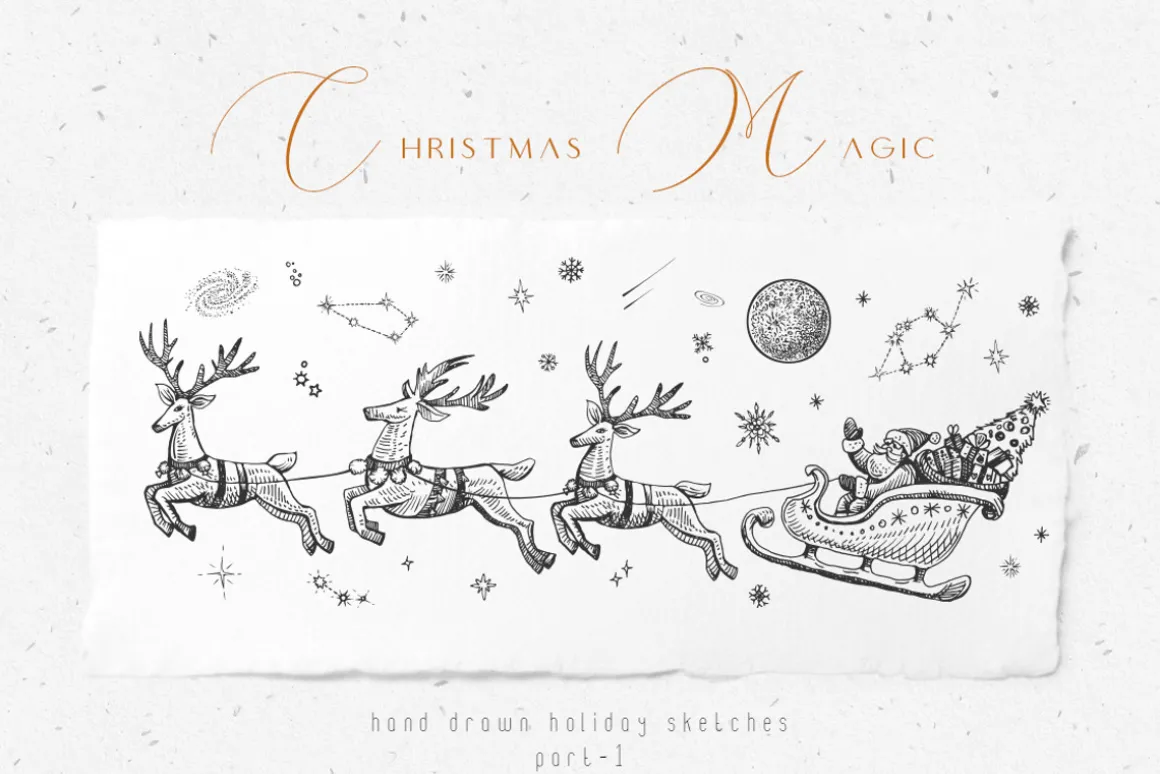 Christmas winter sketches - vector