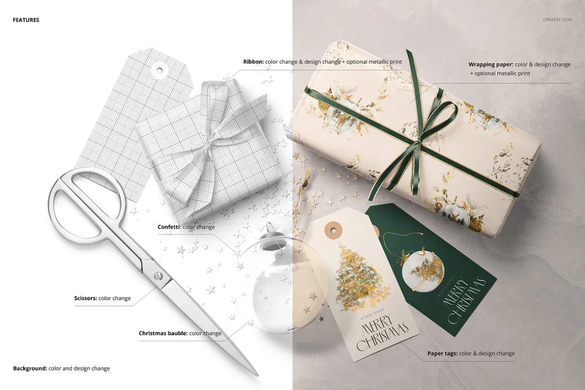Christmas Wrapped Gifts Mockup