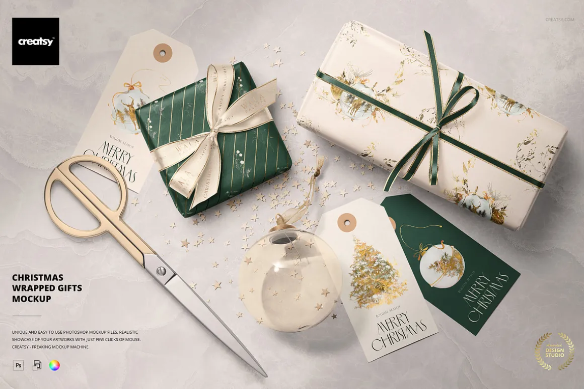 Christmas Wrapped Gifts Mockup