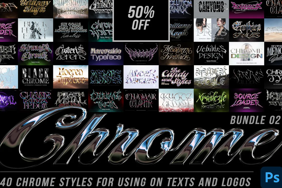 Chrome Text Effects Bundle 02