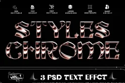 Chrome Text Effect 3 PSD Photoshop