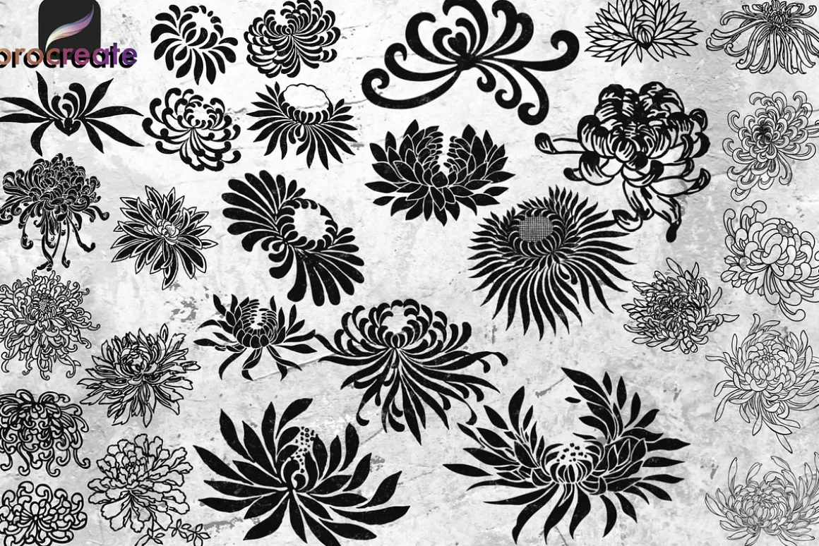 53 Chrysanthemums Stamp Brushes