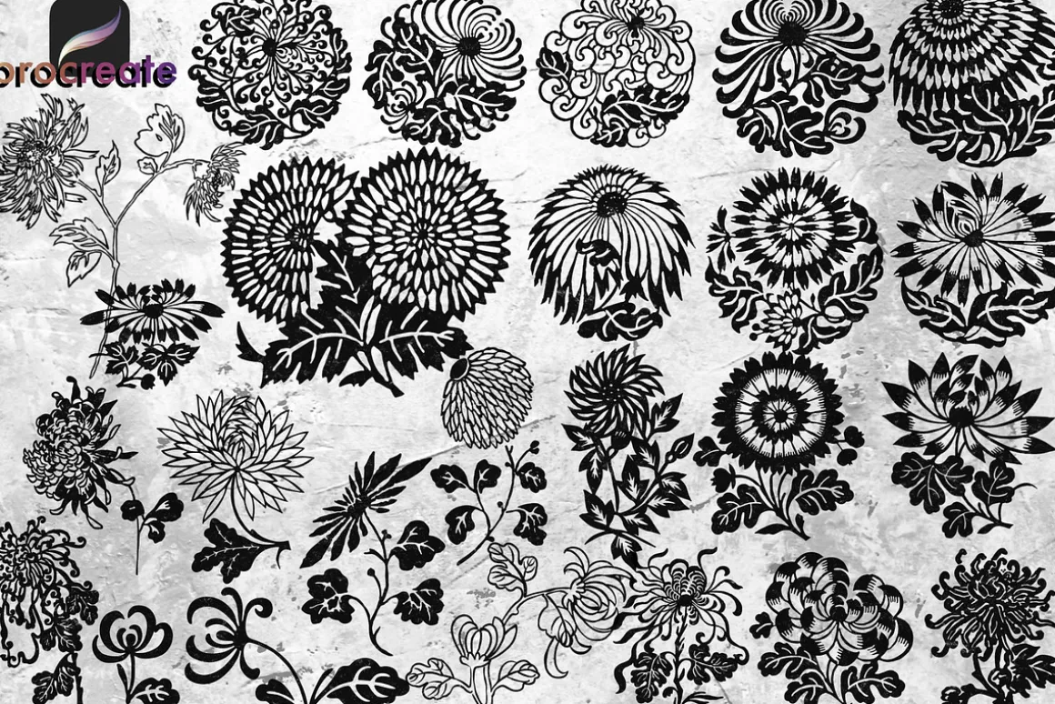 53 Chrysanthemums Stamp Brushes