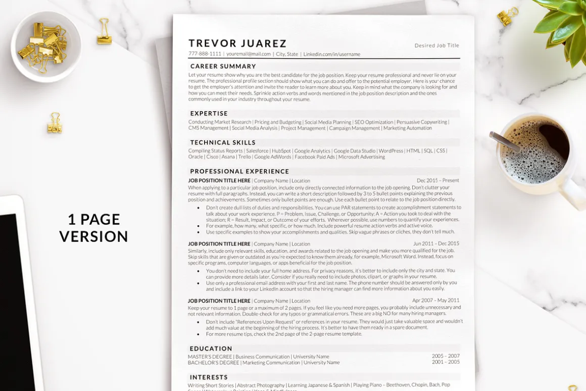 Classic ATS Resume Template Word/Mac