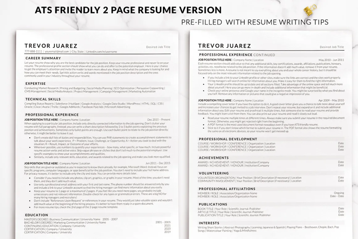 Classic ATS Resume Template Word/Mac