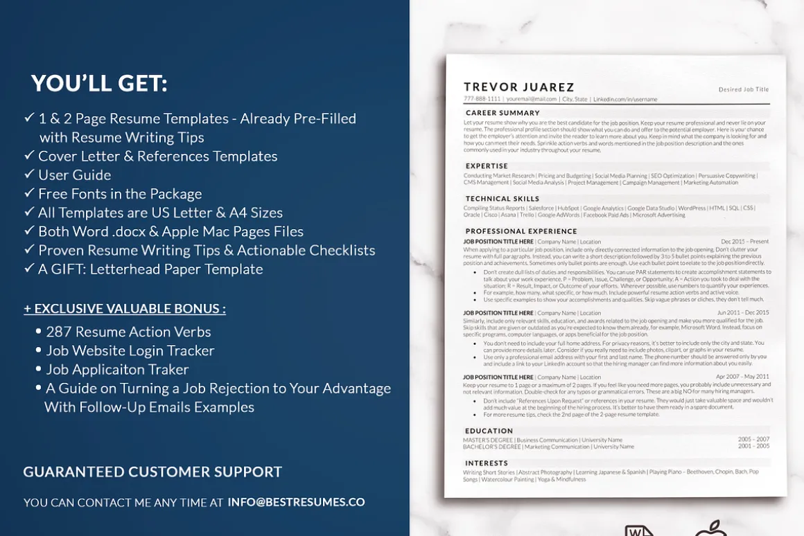 Classic ATS Resume Template Word/Mac