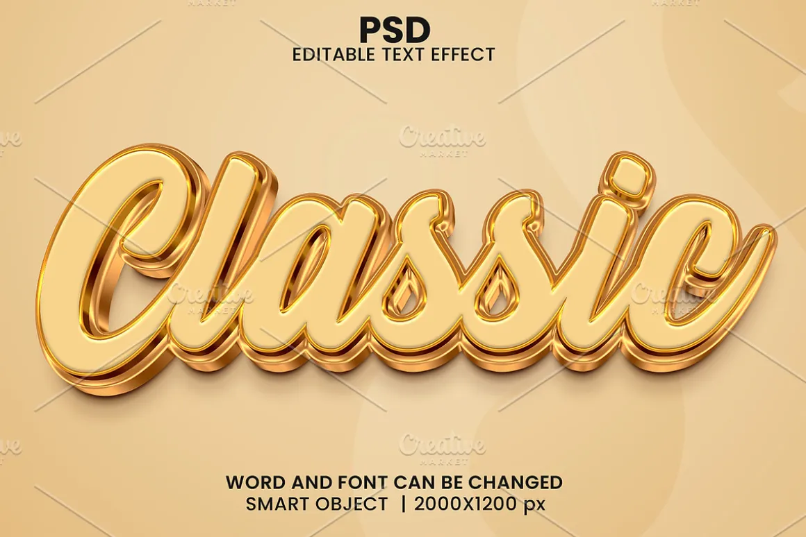 Classic Gold Luxury 3d Text Effect
