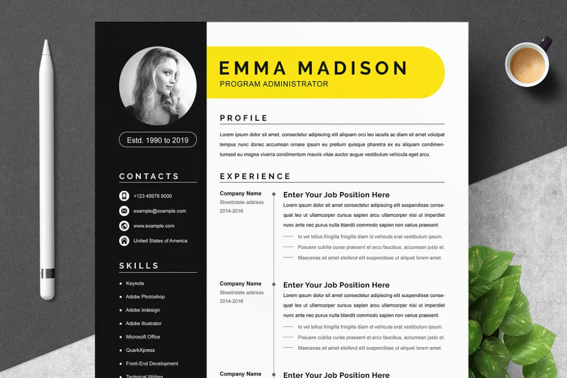 Clean & Modern Resume Template Word