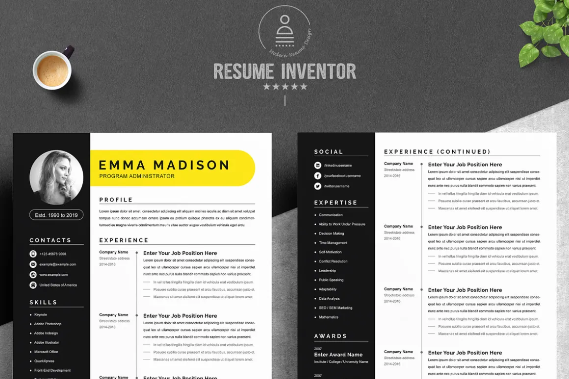 Clean & Modern Resume Template Word