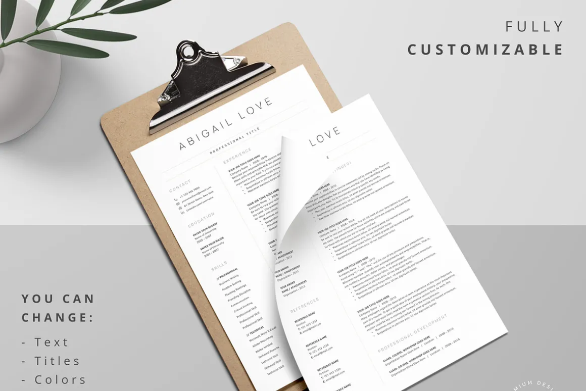 Clean Resume Pack | Word, Pages