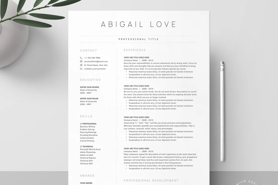 Clean Resume Pack | Word, Pages