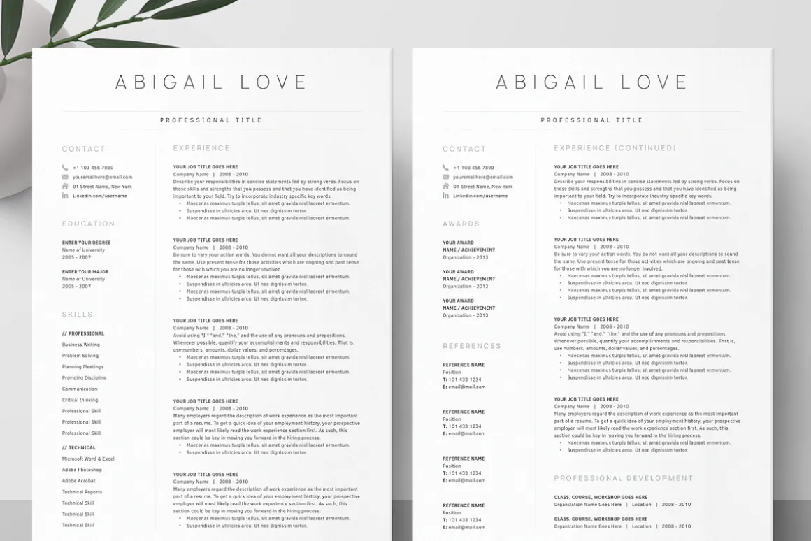 Clean Resume Pack | Word, Pages
