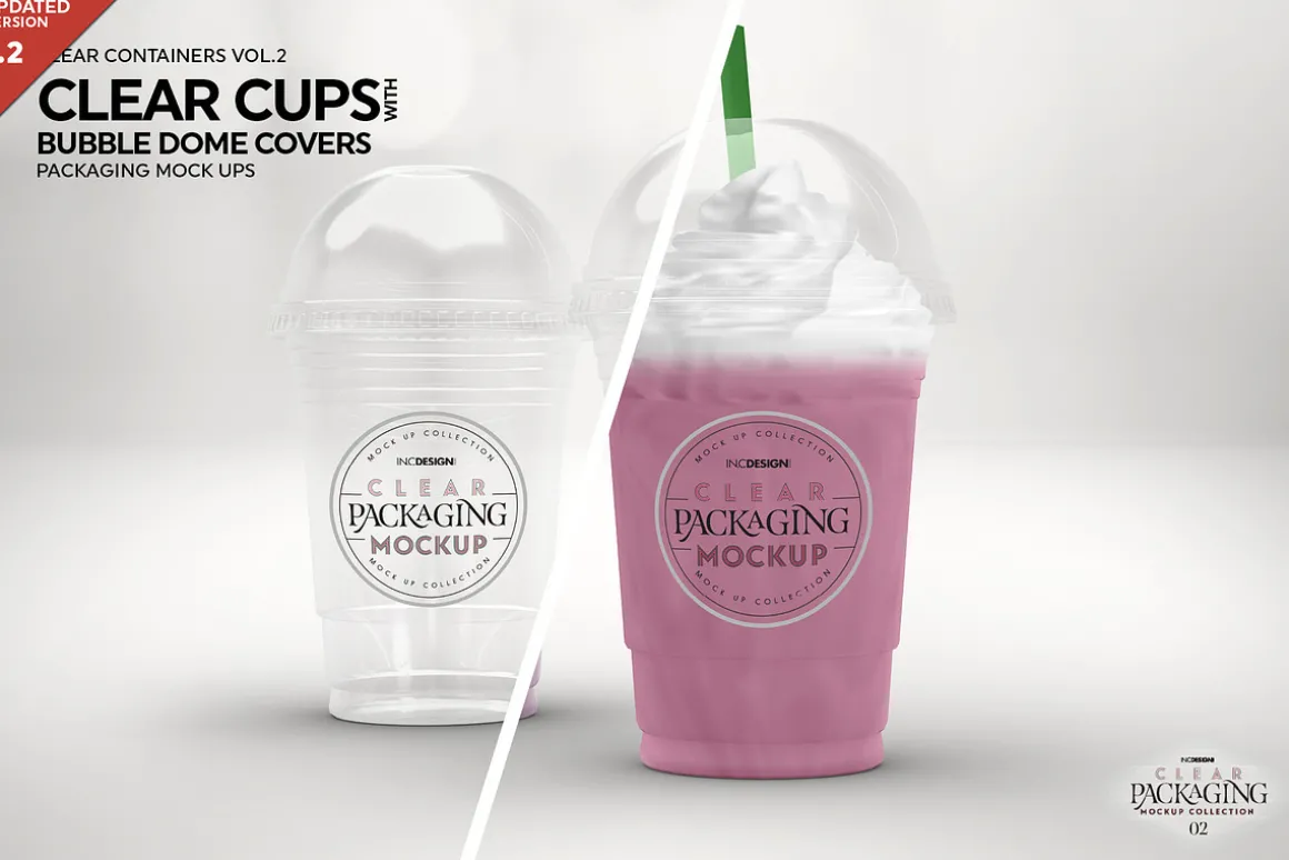 Clear Cups with Dome Covers Mockup